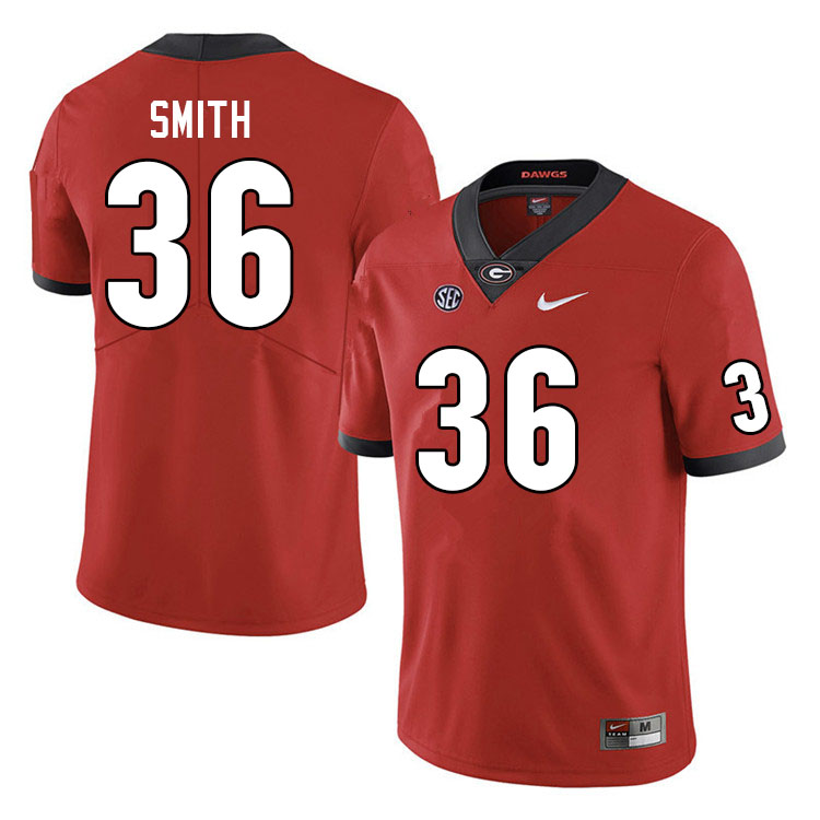 Men #36 Colby Smith Georgia Bulldogs College Football Jerseys Sale-Red - Click Image to Close